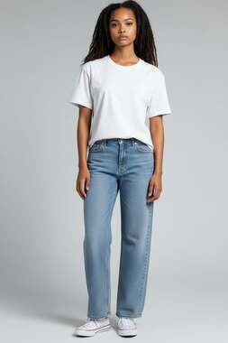 Ava & Viv Women's Light Wash High-Rise Wide Leg Jeans